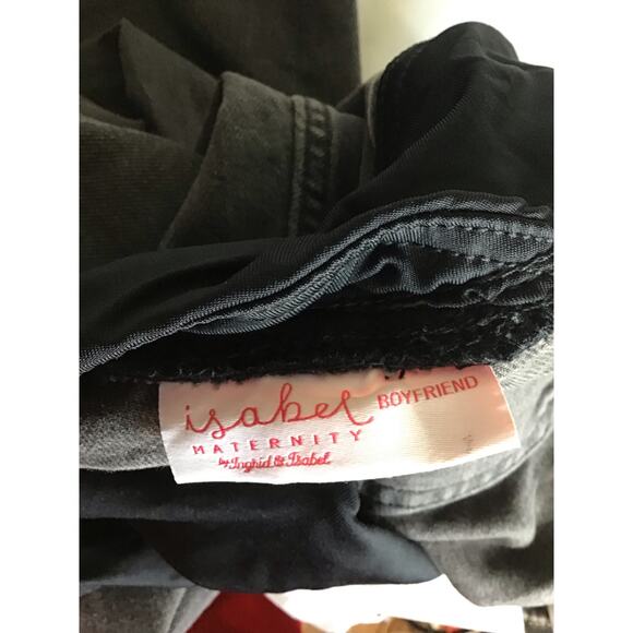 Isabel Maternity Women Over belly Boyfriend Jeans Sz. 10 Gray Frayed Hem Comfort - Picture 9 of 10
